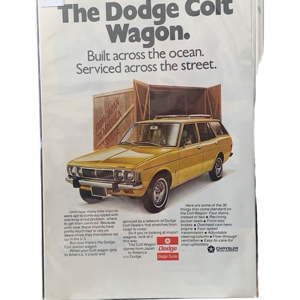 Vintage 1973 Dodge Colt Built Across The Sea Ad Advertisement